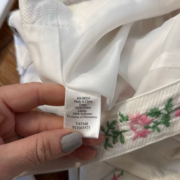 Coldwater Creek white embroidered floral tank dress size 6 - Picture 6 of 11